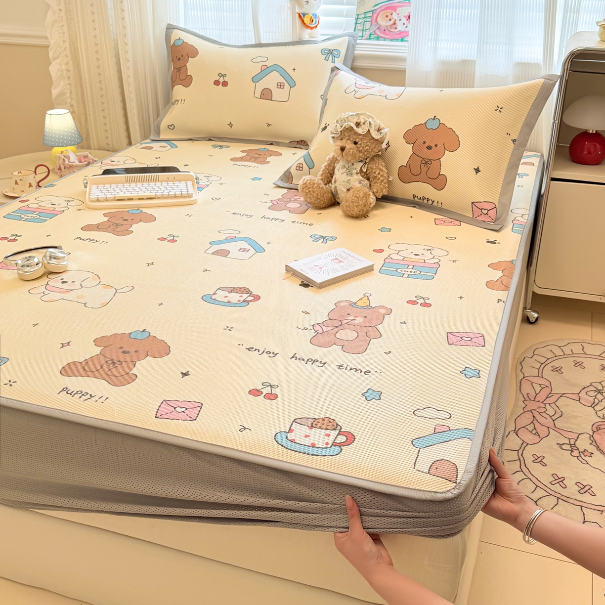 91家纺网 家纺一手货源 找家纺 （总）慕尚家纺 2026新款清新凉感冰藤席床笠款