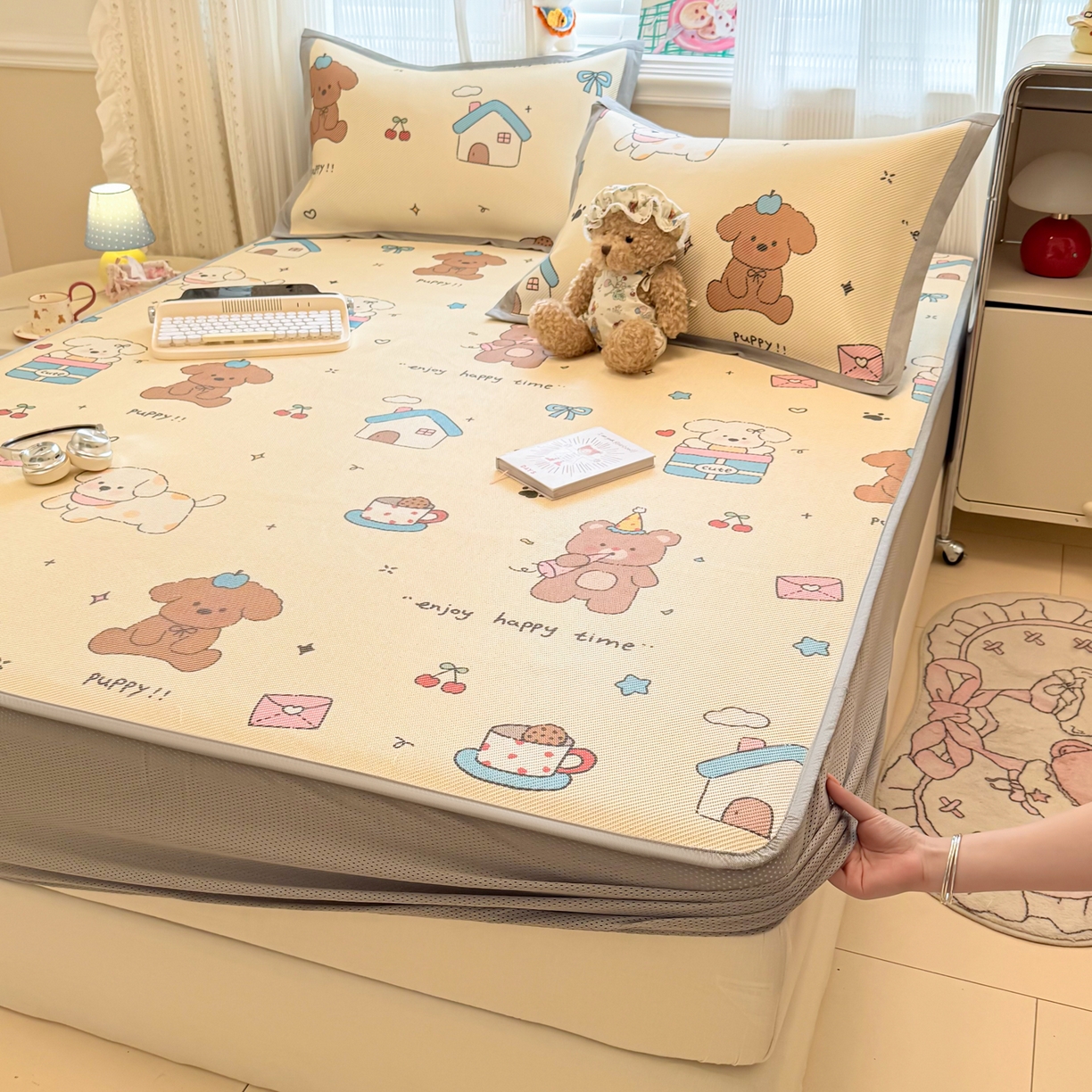 91家纺网 家纺一手货源 找家纺 （总）慕尚家纺 2026新款清新凉感冰藤席床笠款