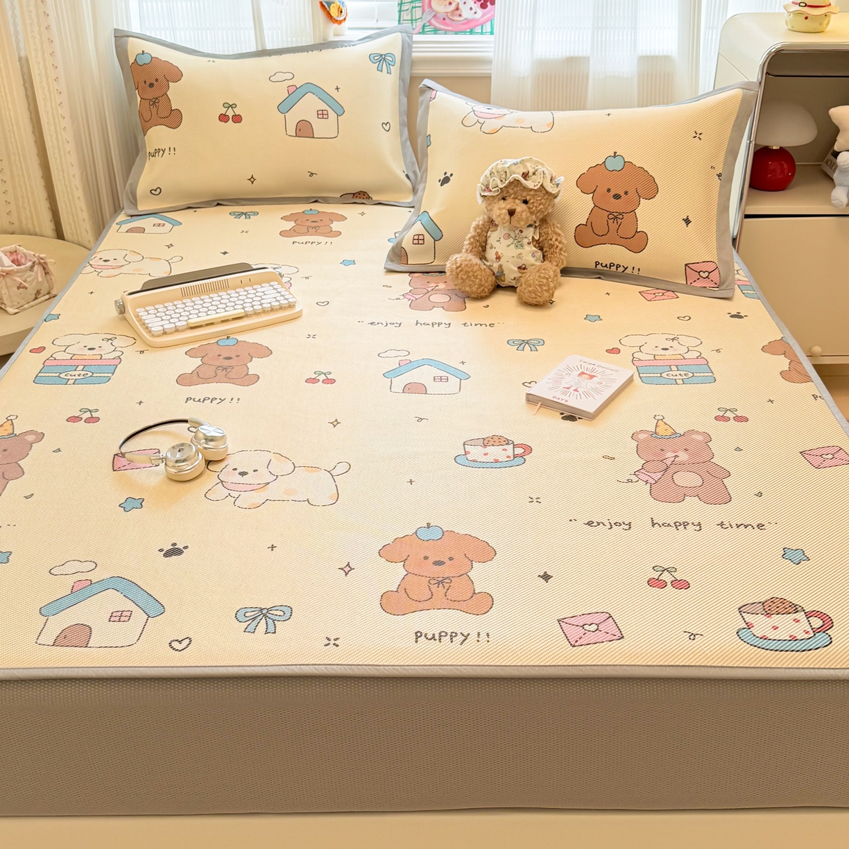 91家纺网 家纺一手货源 找家纺 （总）慕尚家纺 2026新款清新凉感冰藤席床笠款