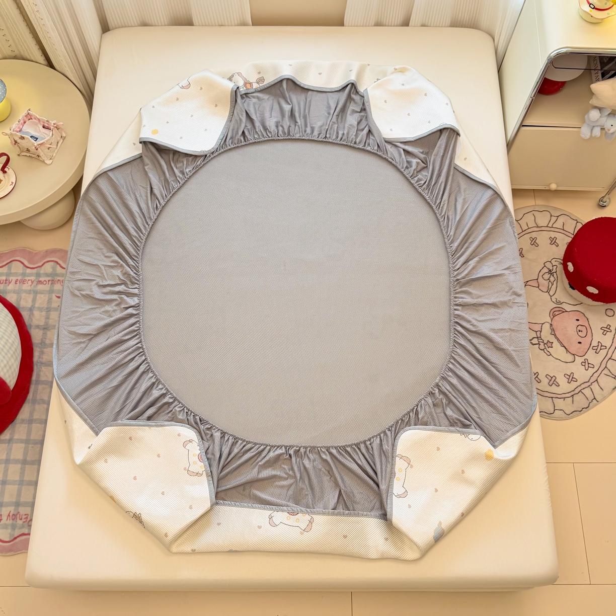 91家纺网 家纺一手货源 找家纺 慕尚家纺 2026新款清新凉感冰藤席床笠款 马踏祥光