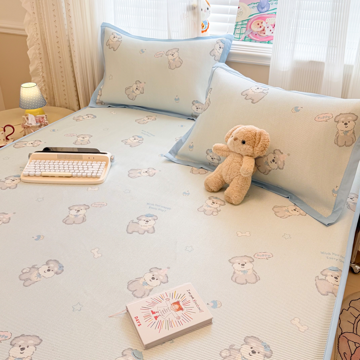 91家纺网 家纺一手货源 找家纺 慕尚家纺 2026新款清新凉感冰藤席床笠款 开心约克