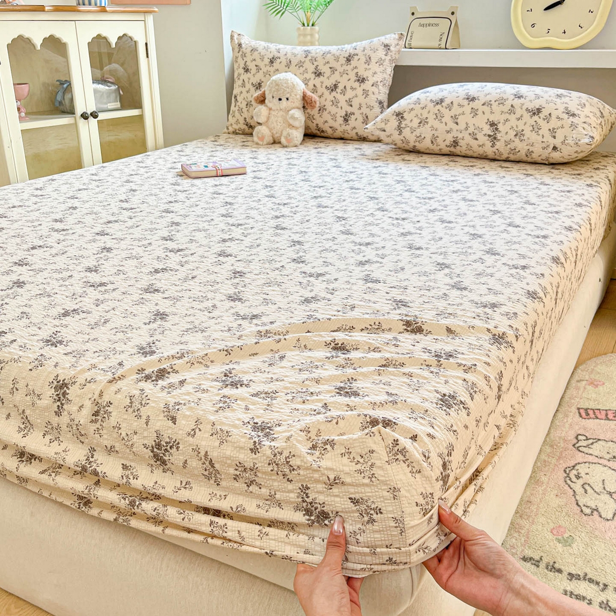 91家纺网 家纺一手货源 找家纺 （总）蓝极人 2026新款泡泡纱印花床笠