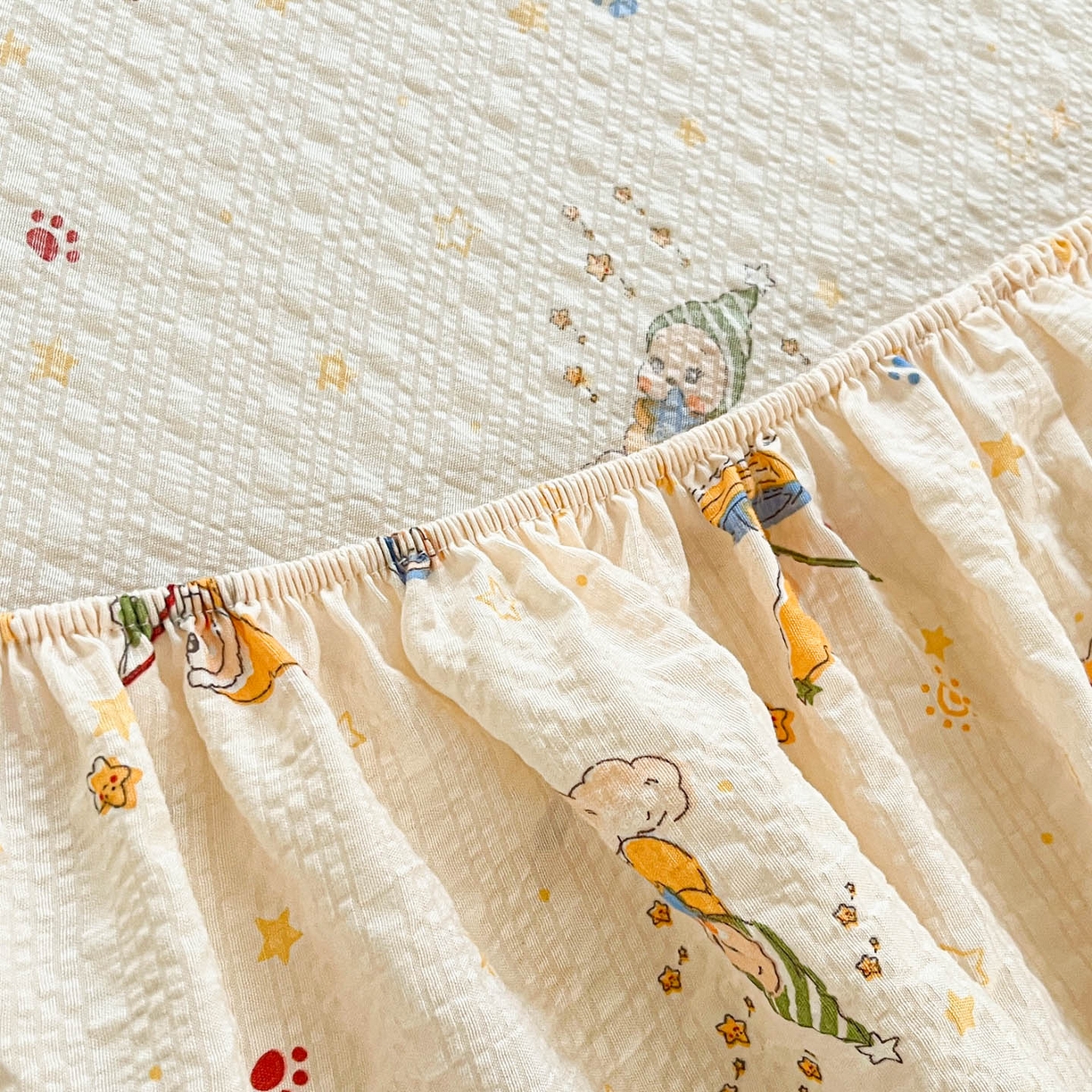 91家纺网 家纺一手货源 找家纺 （总）蓝极人 2026新款泡泡纱印花床笠