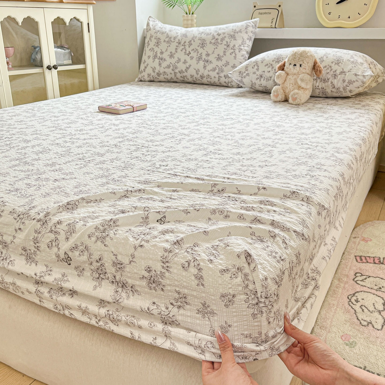 91家纺网 家纺一手货源 找家纺 （总）蓝极人 2026新款泡泡纱印花床笠