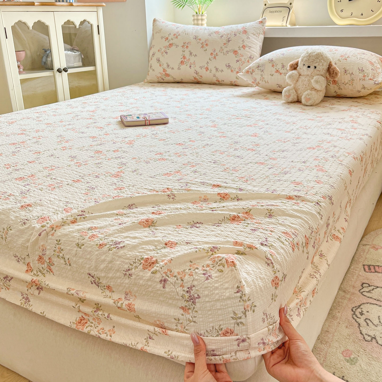 91家纺网 家纺一手货源 找家纺 （总）蓝极人 2026新款泡泡纱印花床笠