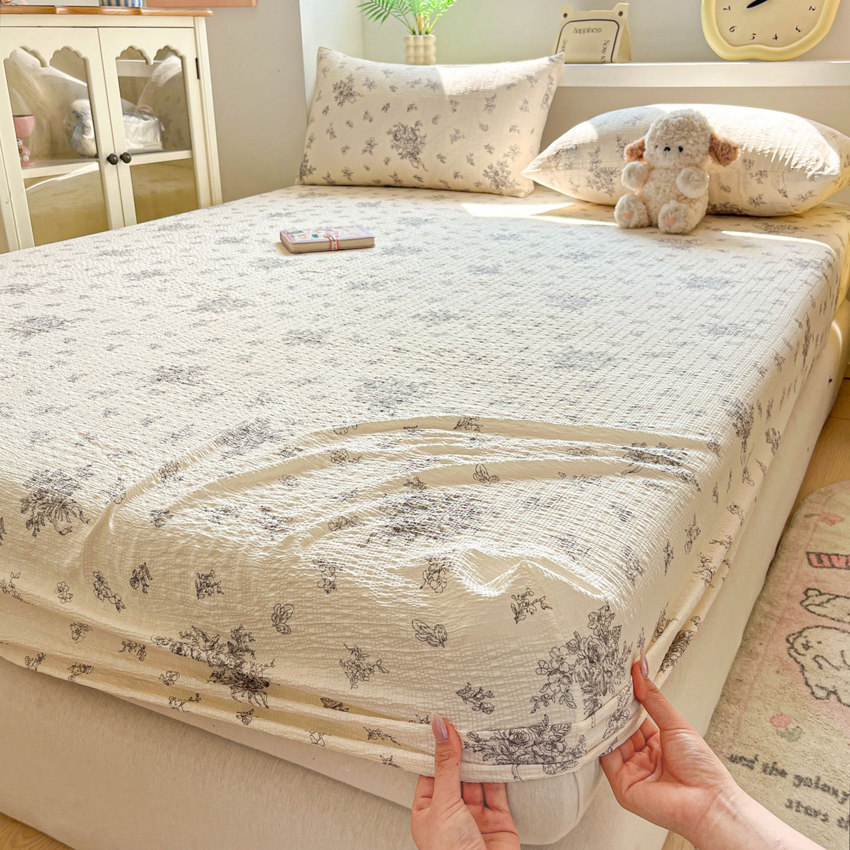 91家纺网 家纺一手货源 找家纺 （总）蓝极人 2026新款泡泡纱印花床笠