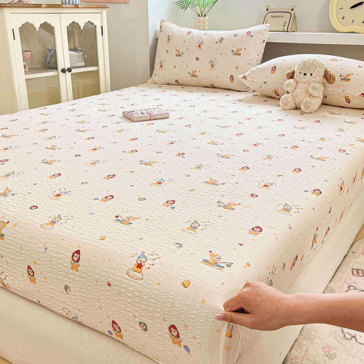 91家纺网 家纺一手货源 找家纺 （总）蓝极人 2026新款泡泡纱印花床笠