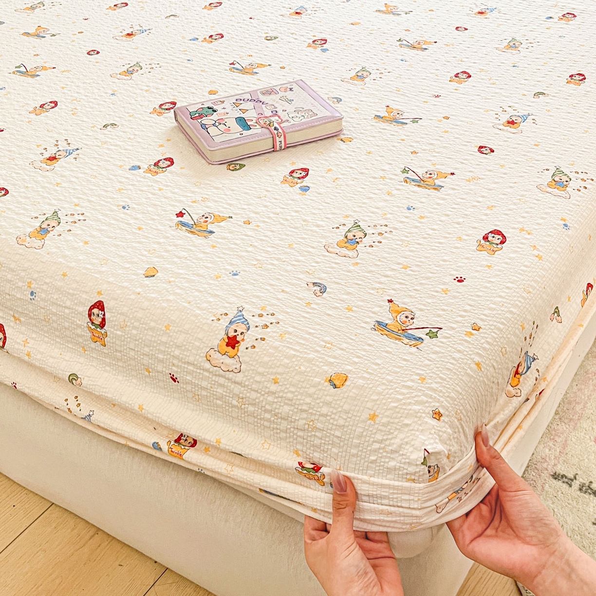 91家纺网 家纺一手货源 找家纺 （总）蓝极人 2026新款泡泡纱印花床笠