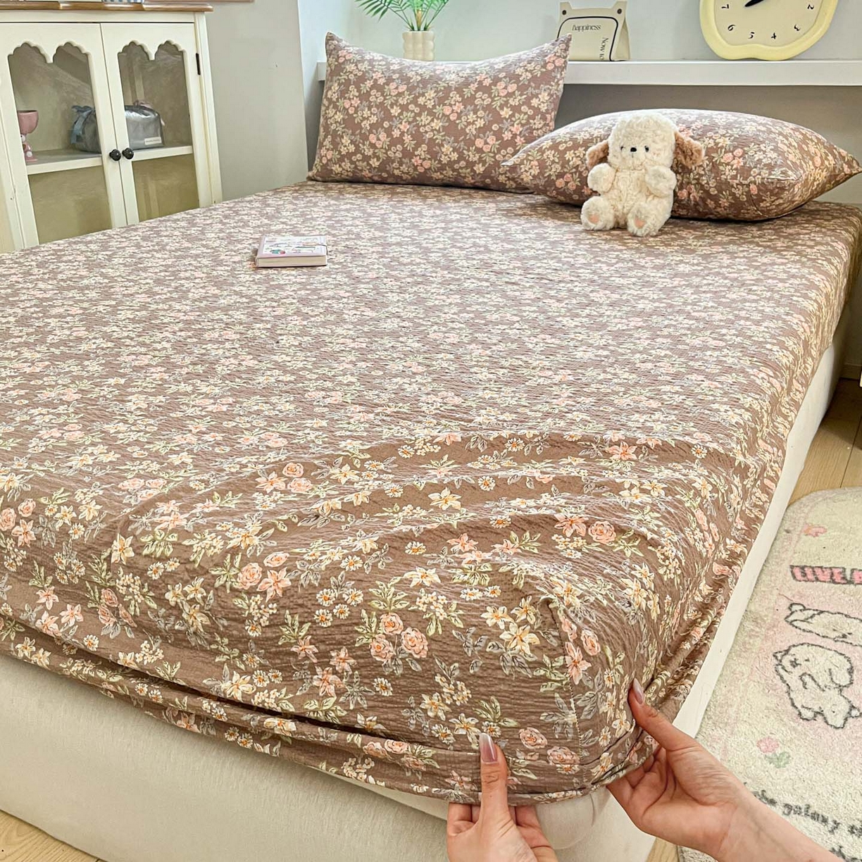 91家纺网 家纺一手货源 找家纺 （总）蓝极人 2026新款泡泡纱印花床笠