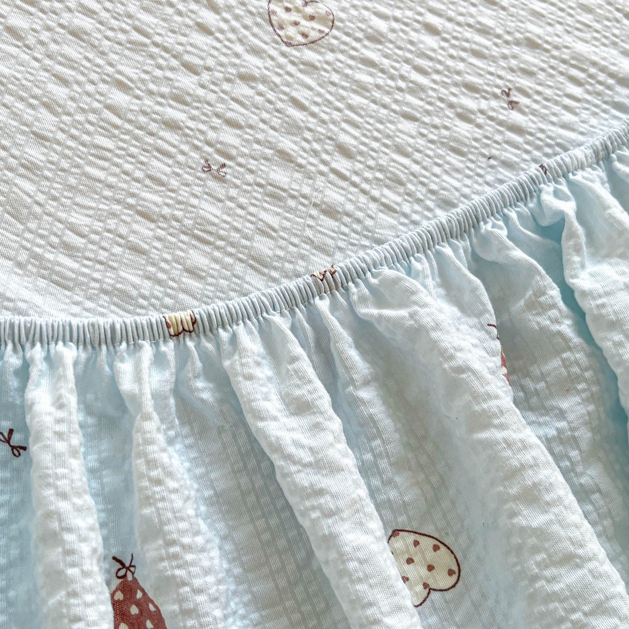 91家纺网 家纺一手货源 找家纺 蓝极人 2026新款泡泡纱印花床笠 CL好心情