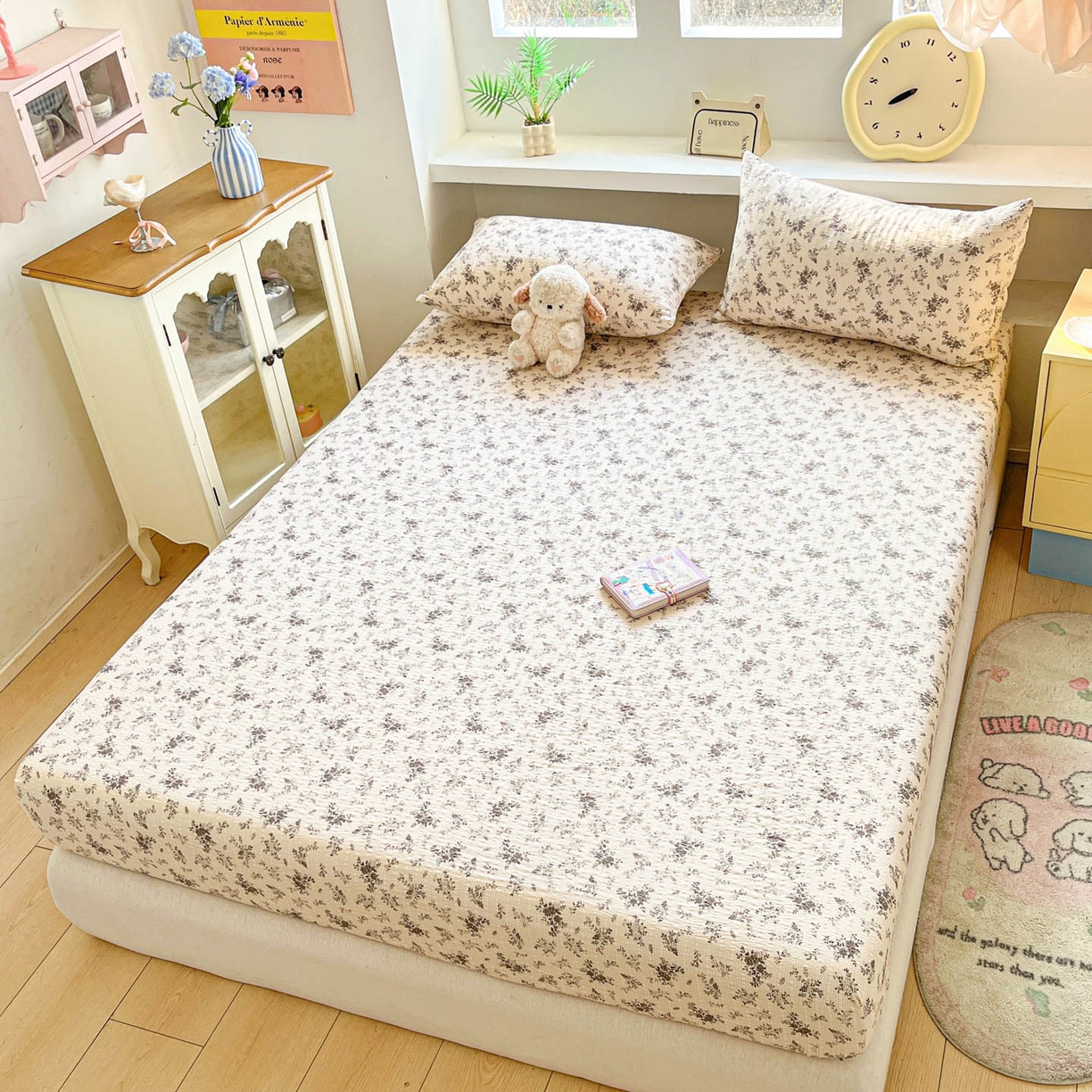 91家纺网 家纺一手货源 找家纺 蓝极人 2026新款泡泡纱印花床笠 CL初柠