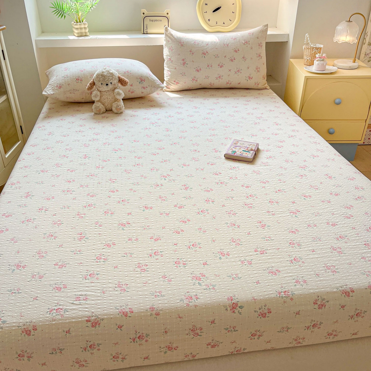 91家纺网 家纺一手货源 找家纺 蓝极人 2026新款泡泡纱印花床笠 CL月光