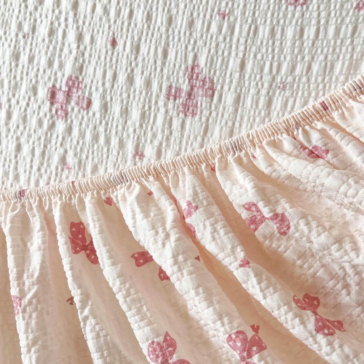 91家纺网 家纺一手货源 找家纺 蓝极人 2026新款泡泡纱印花床笠 CL若梦