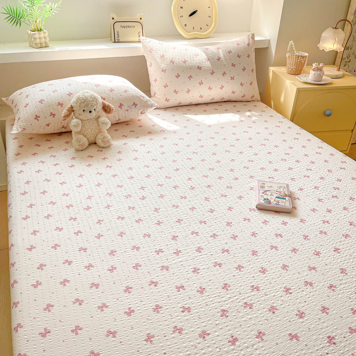 91家纺网 家纺一手货源 找家纺 蓝极人 2026新款泡泡纱印花床笠 CL若梦