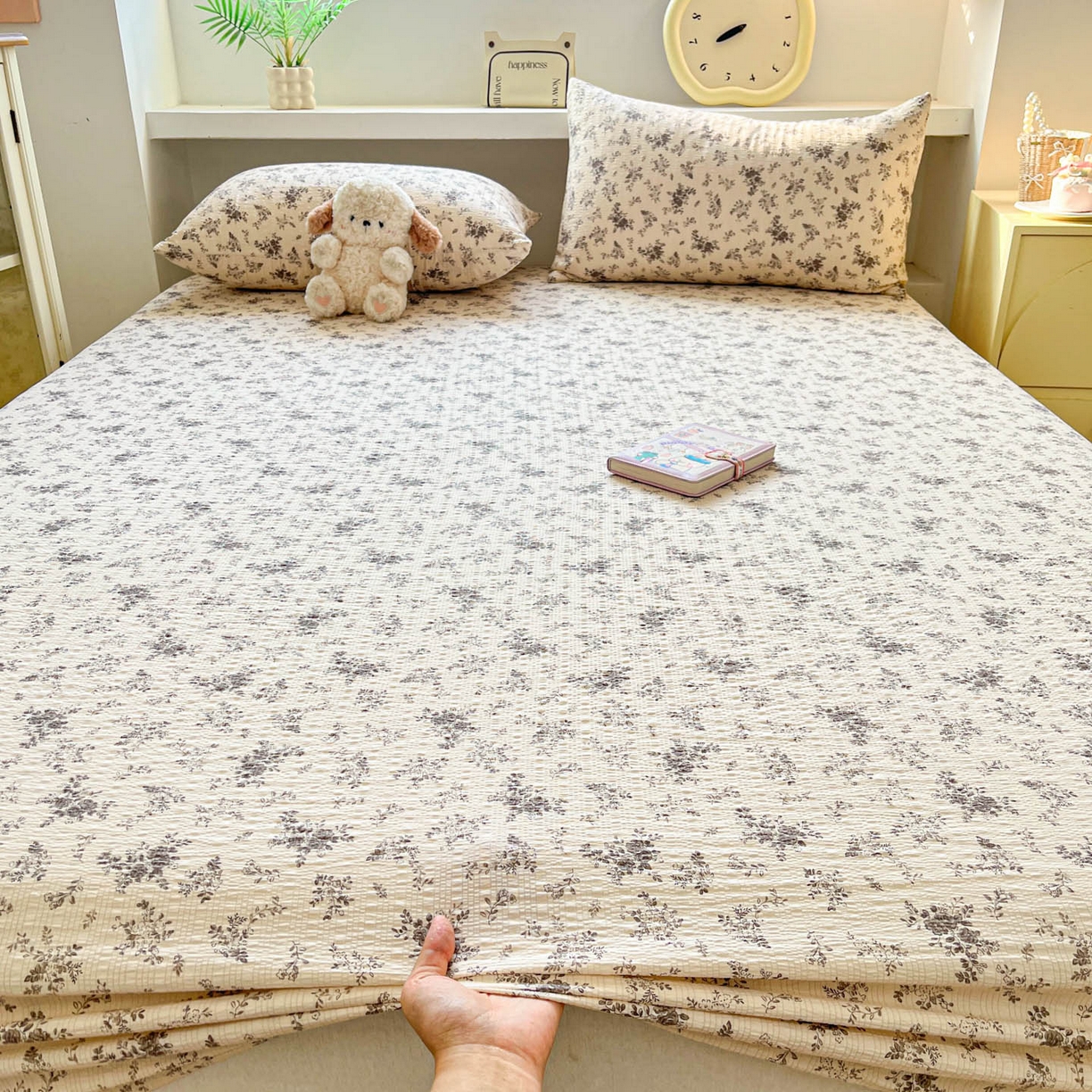 91家纺网 家纺一手货源 找家纺 蓝极人 2026新款泡泡纱印花床笠 CL初柠