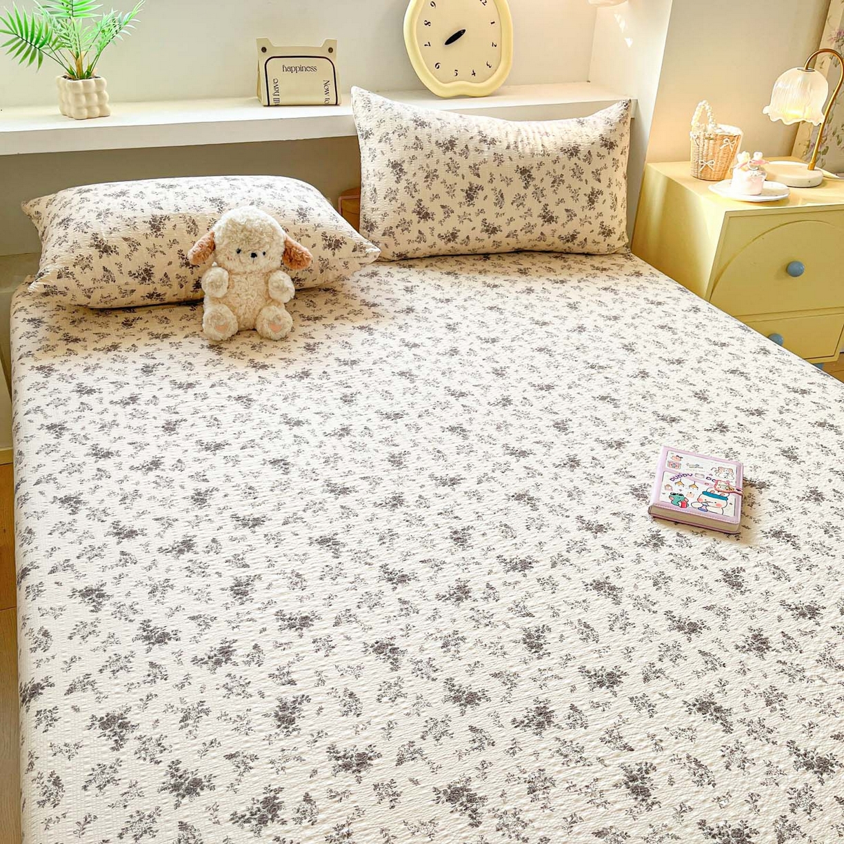 91家纺网 家纺一手货源 找家纺 蓝极人 2026新款泡泡纱印花床笠 CL初柠