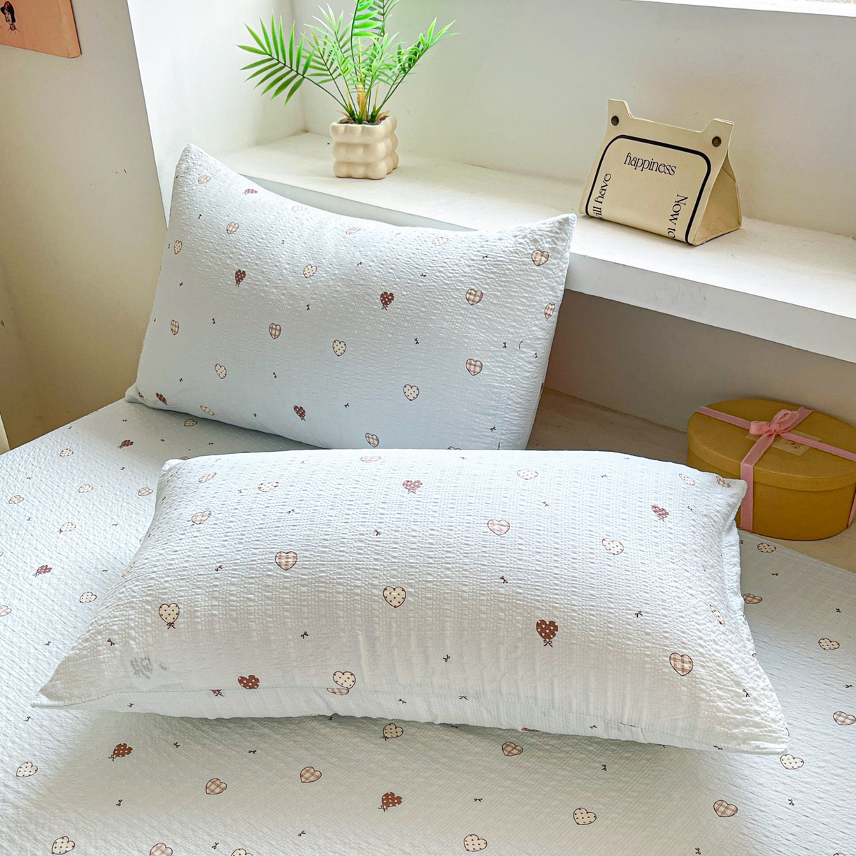 91家纺网 家纺一手货源 找家纺 蓝极人 2026新款泡泡纱印花床笠 CL好心情