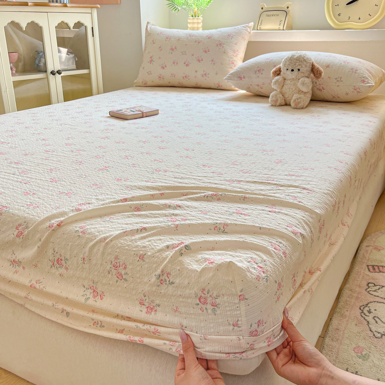 蓝极人 2026新款泡泡纱印花床笠 CL月光