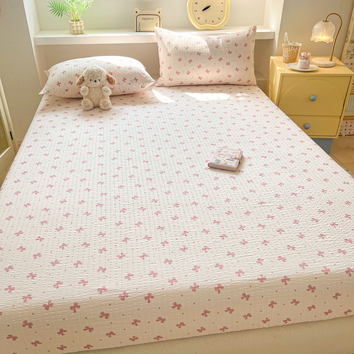 91家纺网 家纺一手货源 找家纺 蓝极人 2026新款泡泡纱印花床笠 CL若梦