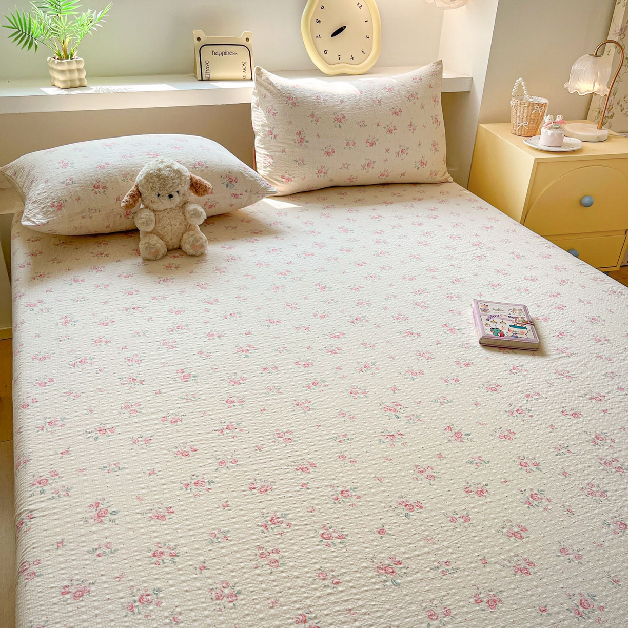 91家纺网 家纺一手货源 找家纺 蓝极人 2026新款泡泡纱印花床笠 CL月光