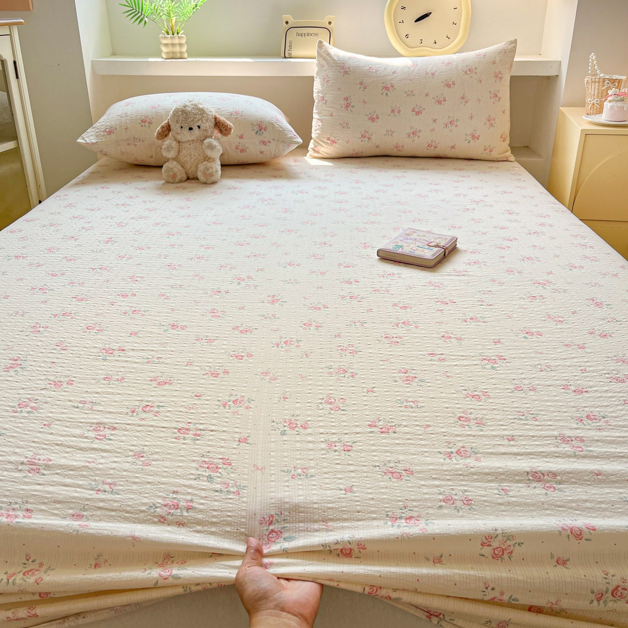 91家纺网 家纺一手货源 找家纺 蓝极人 2026新款泡泡纱印花床笠 CL月光