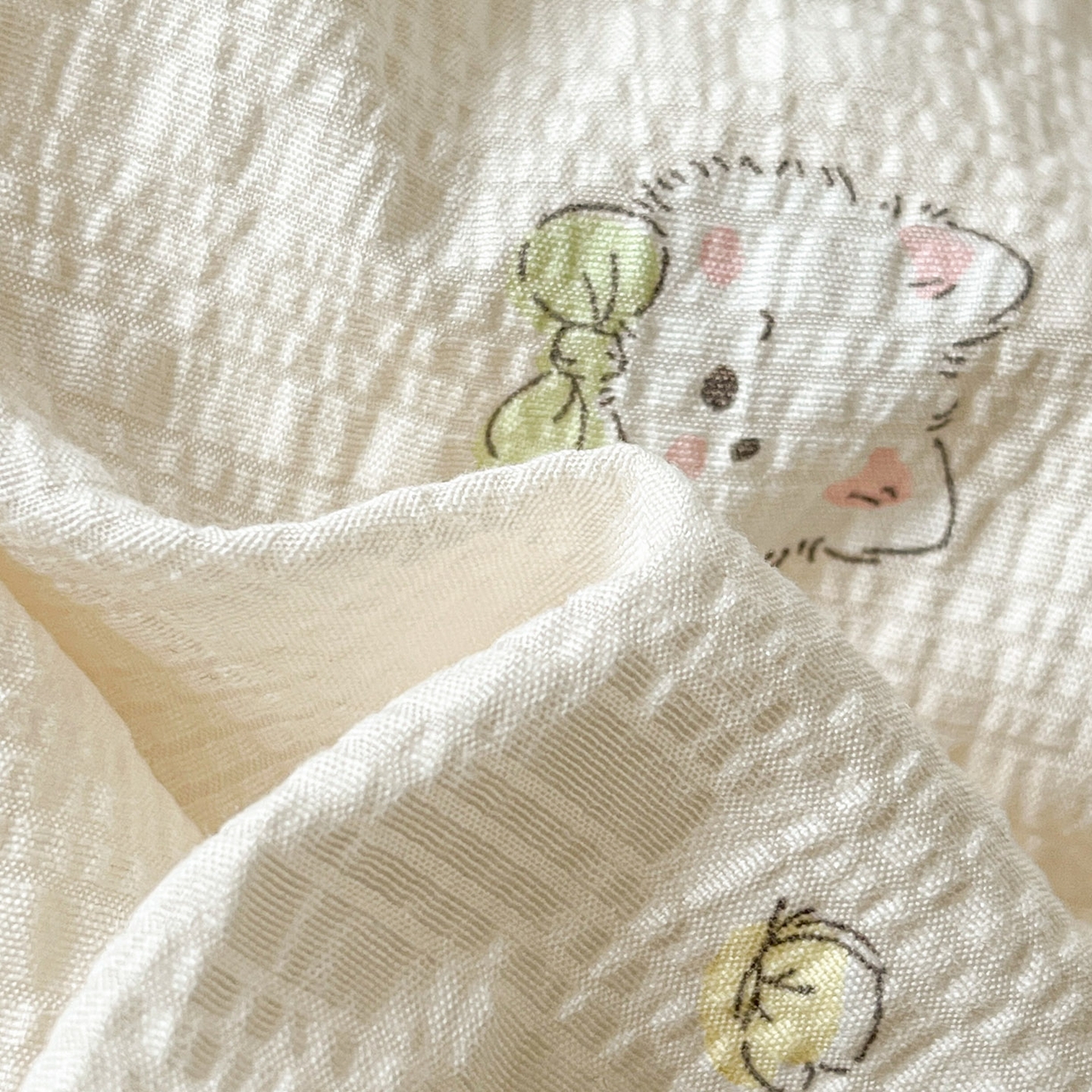 91家纺网 家纺一手货源 找家纺 蓝极人 2026新款泡泡纱印花床笠 CL耶耶狗