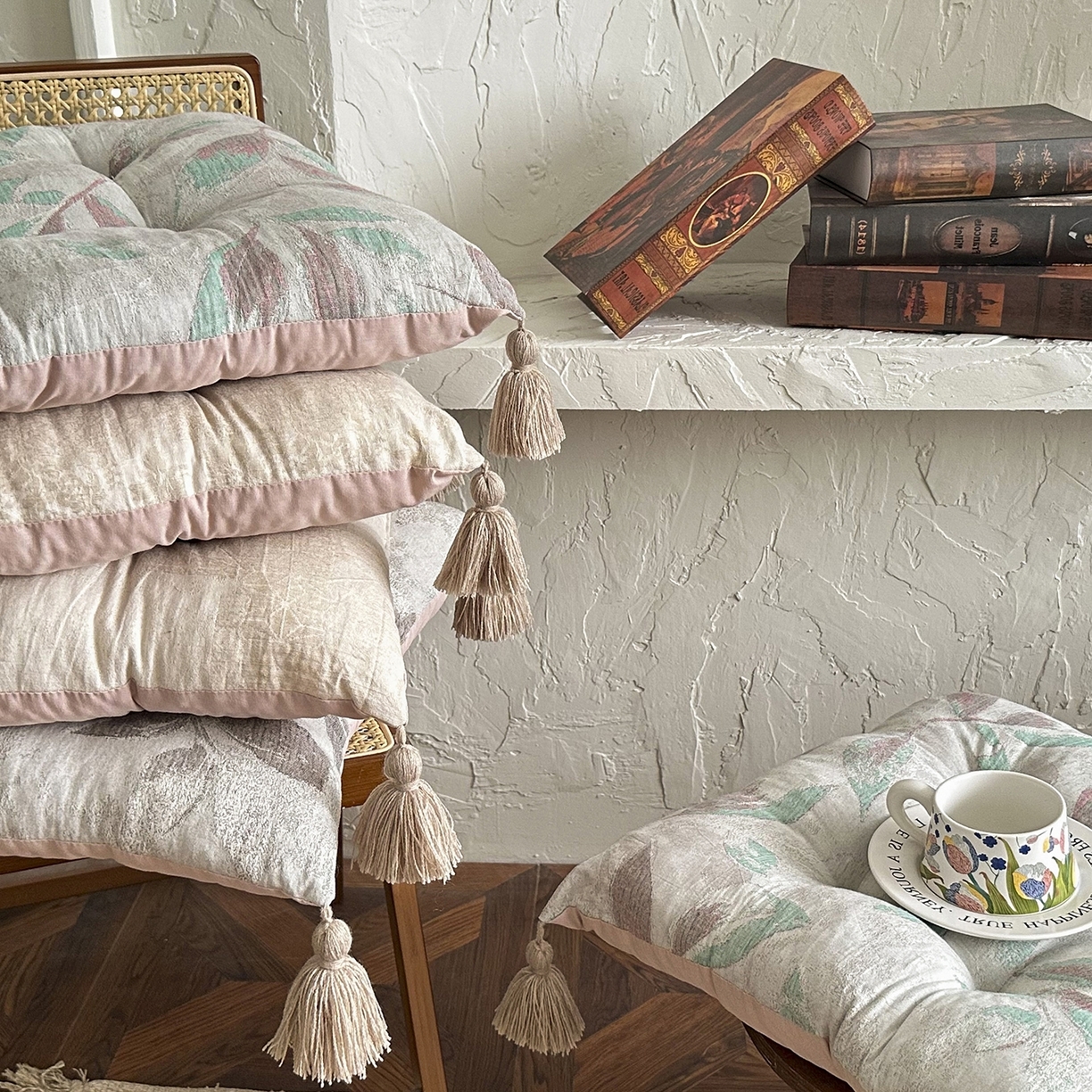 座享家 2026新款棉麻提花小流苏坐垫 组合图