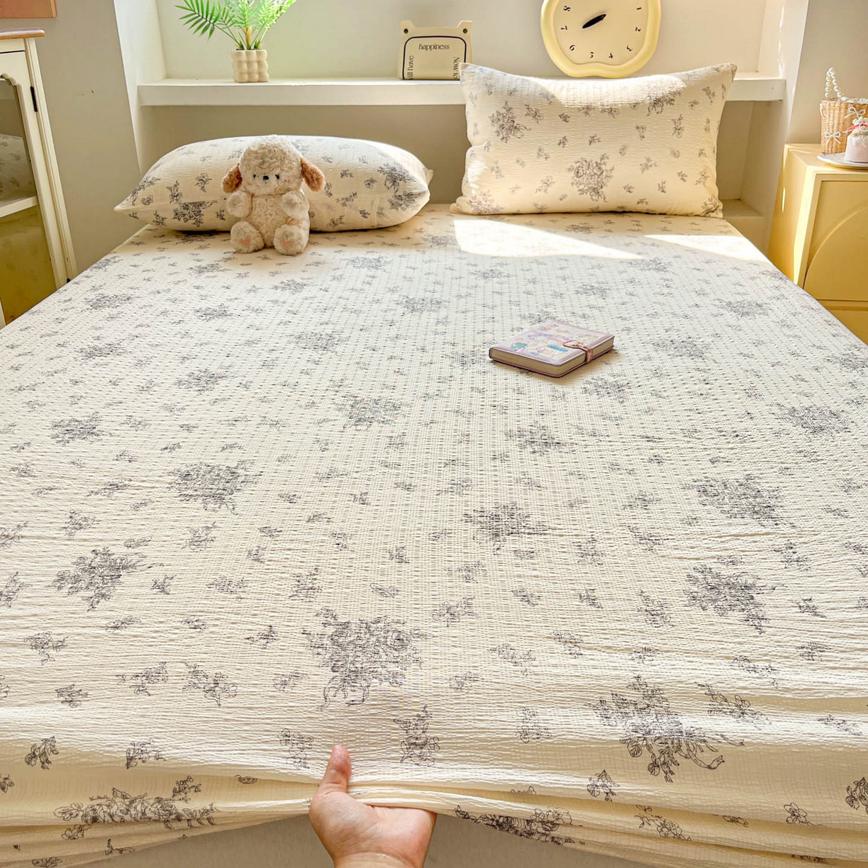 91家纺网 家纺一手货源 找家纺 蓝极人 2026新款泡泡纱印花床笠 CL南洋