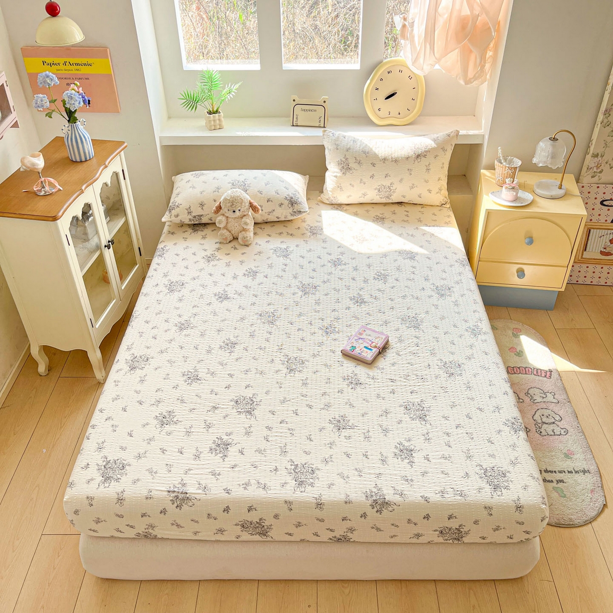 91家纺网 家纺一手货源 找家纺 蓝极人 2026新款泡泡纱印花床笠 CL南洋