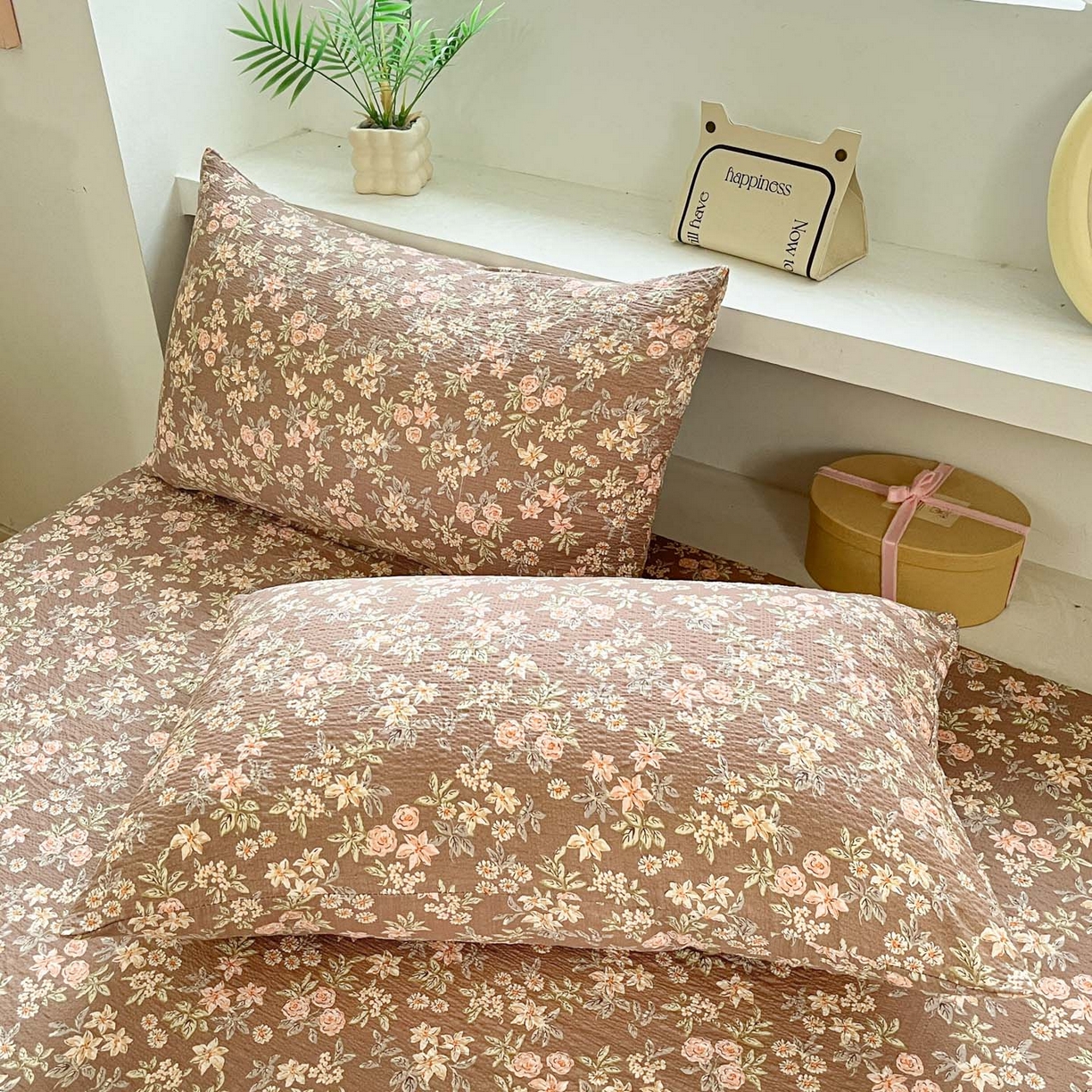 91家纺网 家纺一手货源 找家纺 蓝极人 2026新款泡泡纱印花床笠 CL桔园