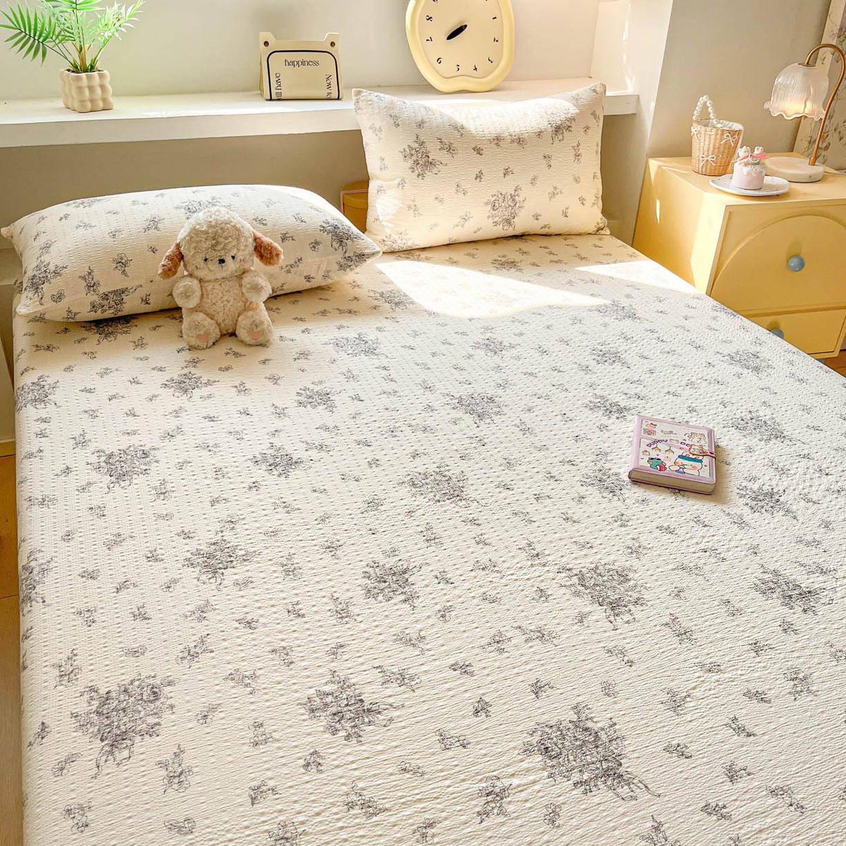 91家纺网 家纺一手货源 找家纺 蓝极人 2026新款泡泡纱印花床笠 CL南洋