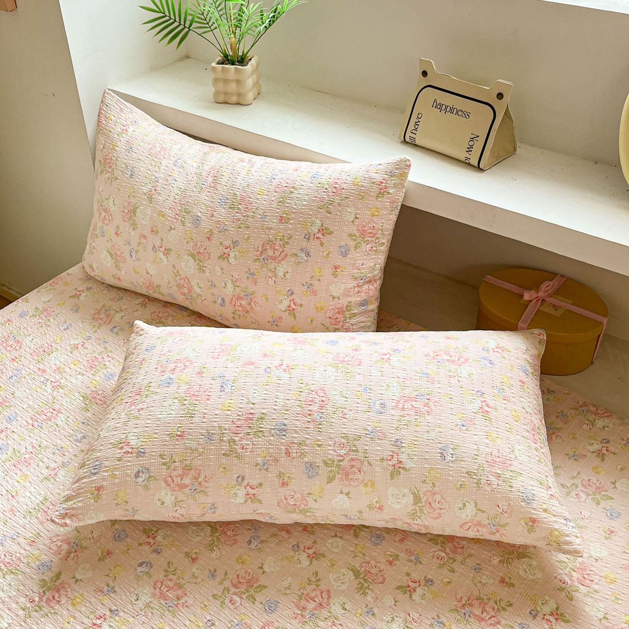 91家纺网 家纺一手货源 找家纺 蓝极人 2026新款泡泡纱印花床笠 CL浅夏