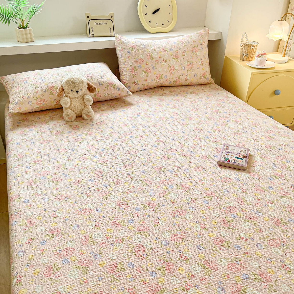 91家纺网 家纺一手货源 找家纺 蓝极人 2026新款泡泡纱印花床笠 CL浅夏