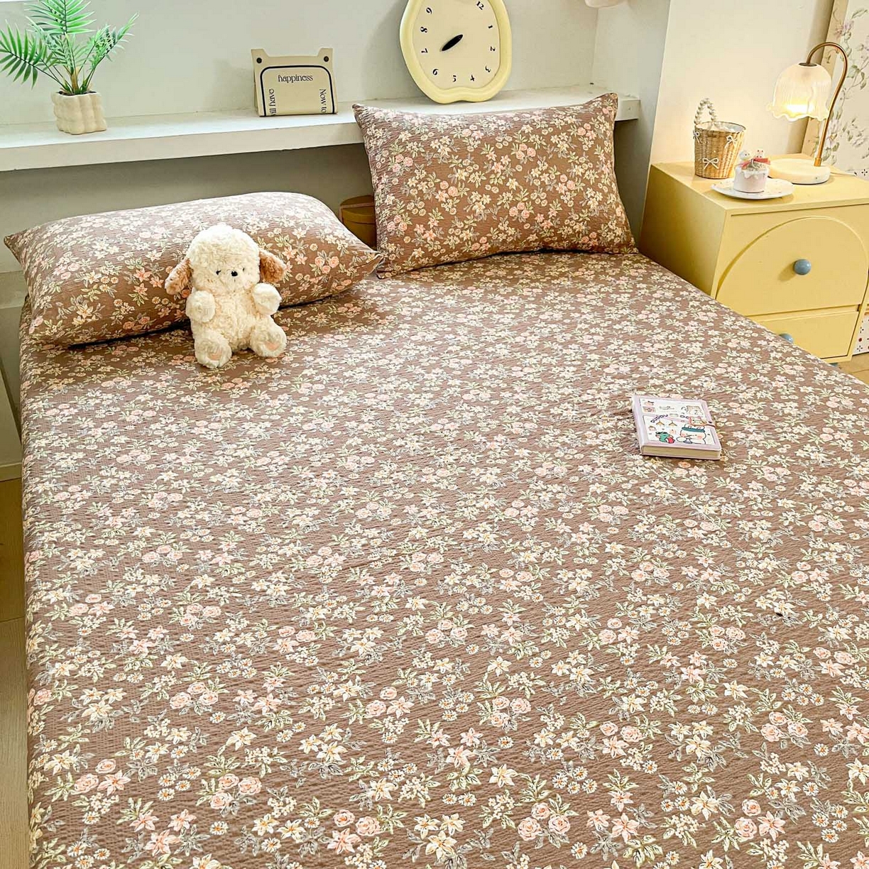 91家纺网 家纺一手货源 找家纺 蓝极人 2026新款泡泡纱印花床笠 CL桔园