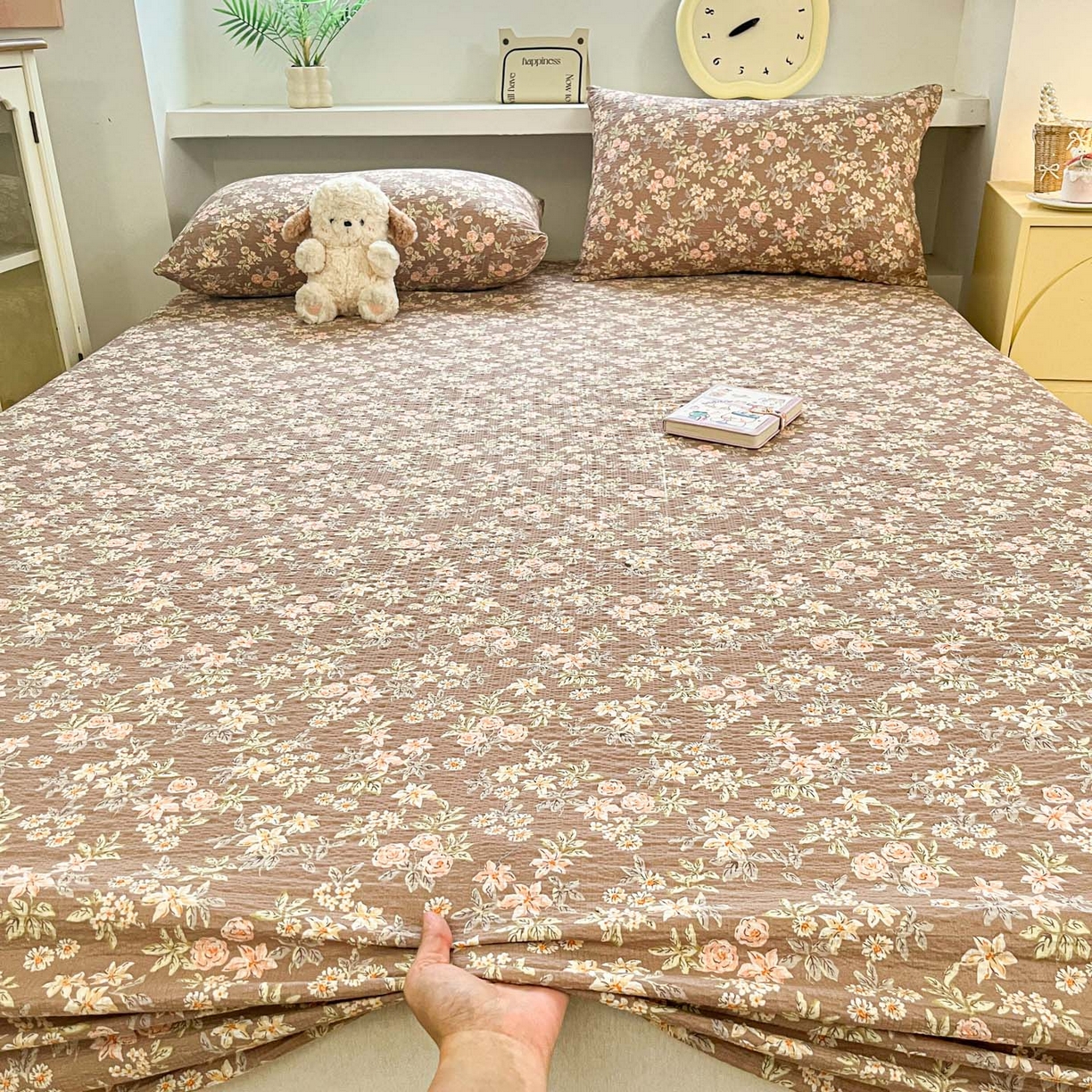 91家纺网 家纺一手货源 找家纺 蓝极人 2026新款泡泡纱印花床笠 CL桔园