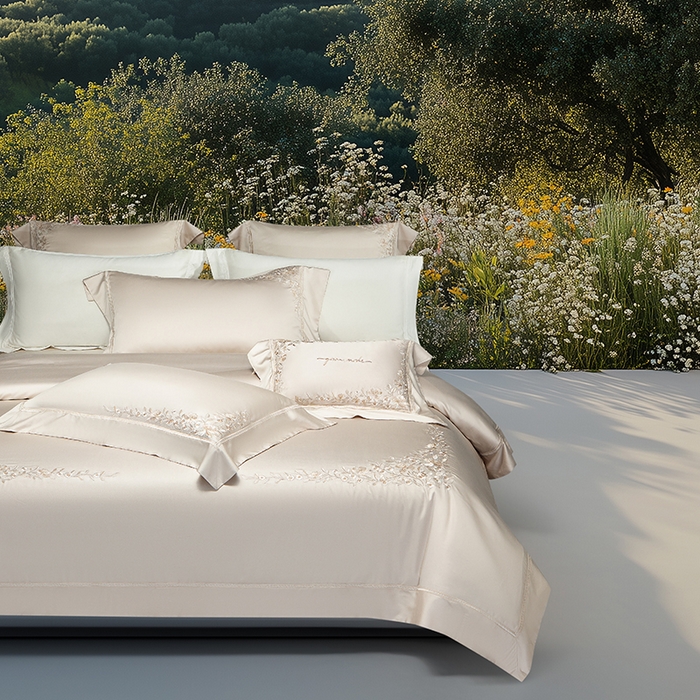 91家纺网 家纺一手货源 找家纺 （总）诗黛尔 2026春夏新品天丝刺绣四件套若水伊人系列