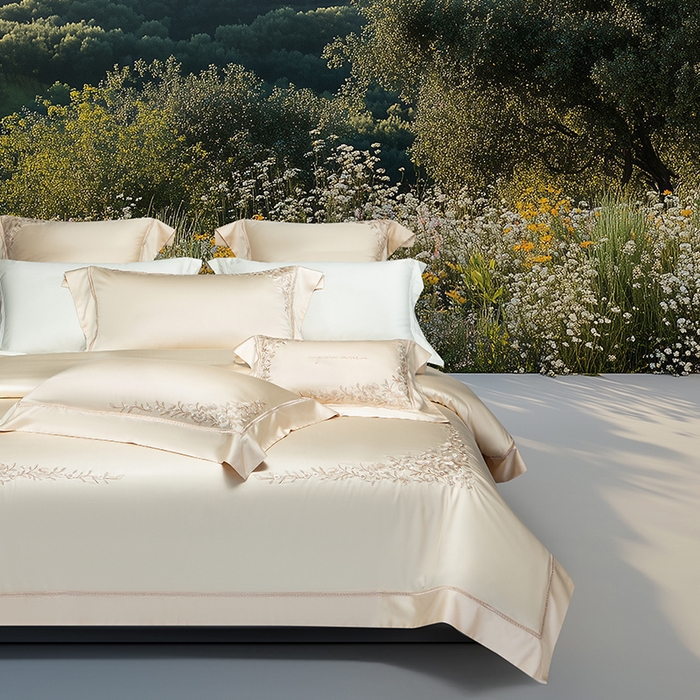 91家纺网 家纺一手货源 找家纺 （总）诗黛尔 2026春夏新品天丝刺绣四件套若水伊人系列