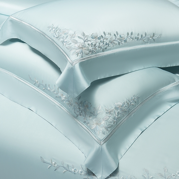 91家纺网 家纺一手货源 找家纺 诗黛尔 2026春夏新品天丝刺绣四件套若水伊人系列 若水伊人-水晶兰