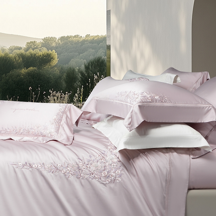 91家纺网 家纺一手货源 找家纺 诗黛尔 2026春夏新品天丝刺绣四件套若水伊人系列 若水伊人-淡雅紫