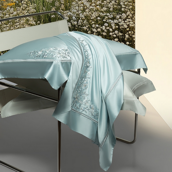 91家纺网 家纺一手货源 找家纺 诗黛尔 2026春夏新品天丝刺绣四件套若水伊人系列 若水伊人-水晶兰