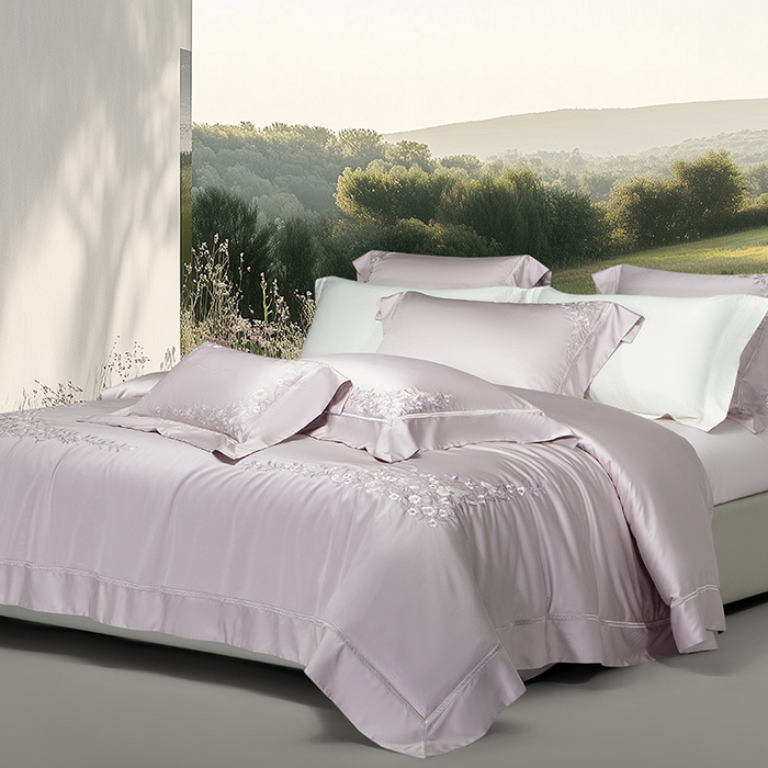 91家纺网 家纺一手货源 找家纺 诗黛尔 2026春夏新品天丝刺绣四件套若水伊人系列 若水伊人-淡雅紫