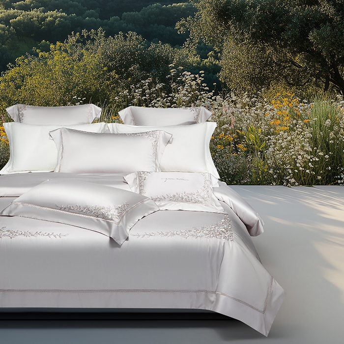 诗黛尔 2026春夏新品天丝刺绣四件套若水伊人系列 若水伊人-绅士灰