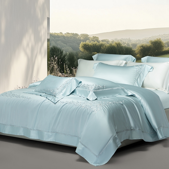 91家纺网 家纺一手货源 找家纺 诗黛尔 2026春夏新品天丝刺绣四件套若水伊人系列 若水伊人-水晶兰