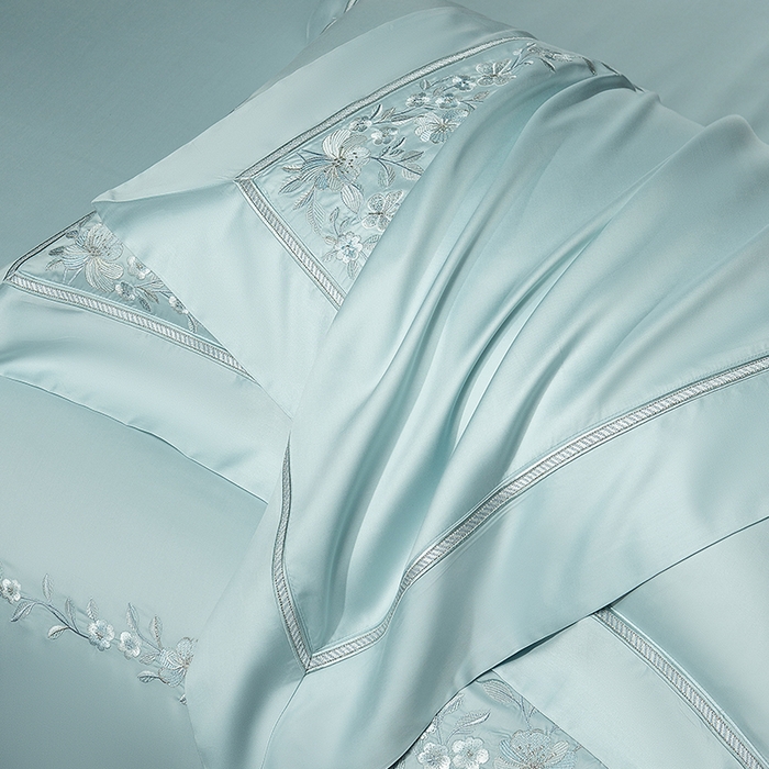 91家纺网 家纺一手货源 找家纺 诗黛尔 2026春夏新品天丝刺绣四件套若水伊人系列 若水伊人-水晶兰