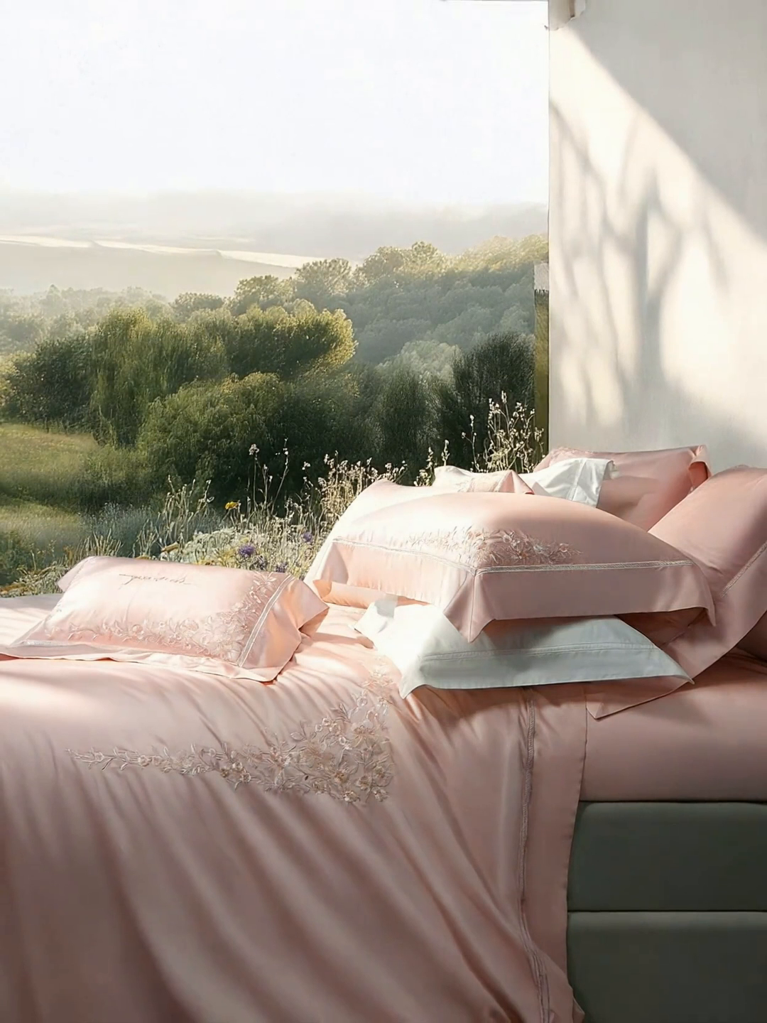 91家纺网 家纺一手货源 找家纺 （总）诗黛尔 2026春夏新品天丝刺绣四件套若水伊人系列