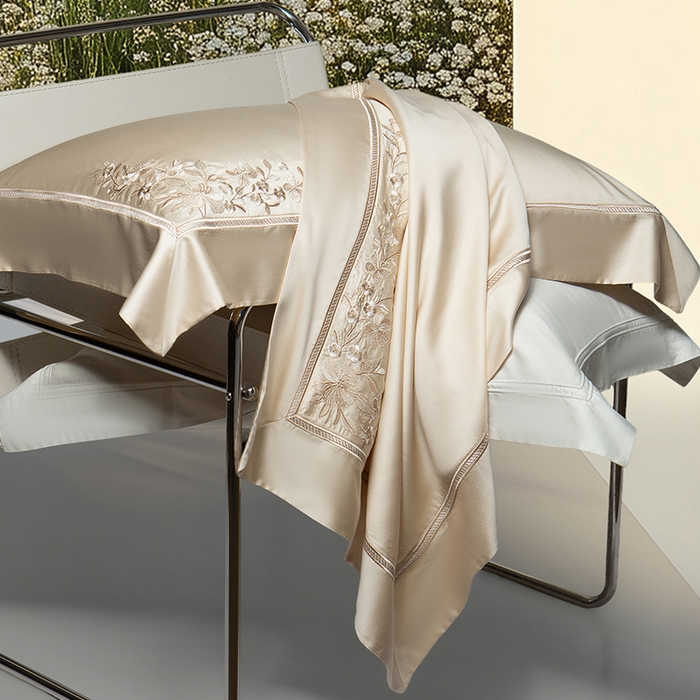 91家纺网 家纺一手货源 找家纺 诗黛尔 2026春夏新品天丝刺绣四件套若水伊人系列 若水伊人-卡其色