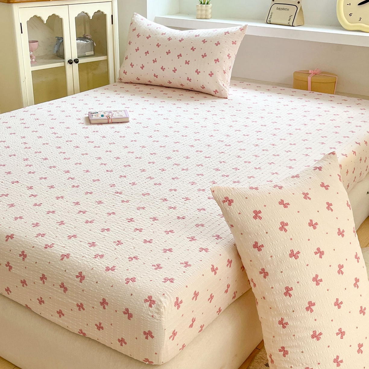 91家纺网 家纺一手货源 找家纺 蓝极人 2026新款泡泡纱印花床笠 CL若梦