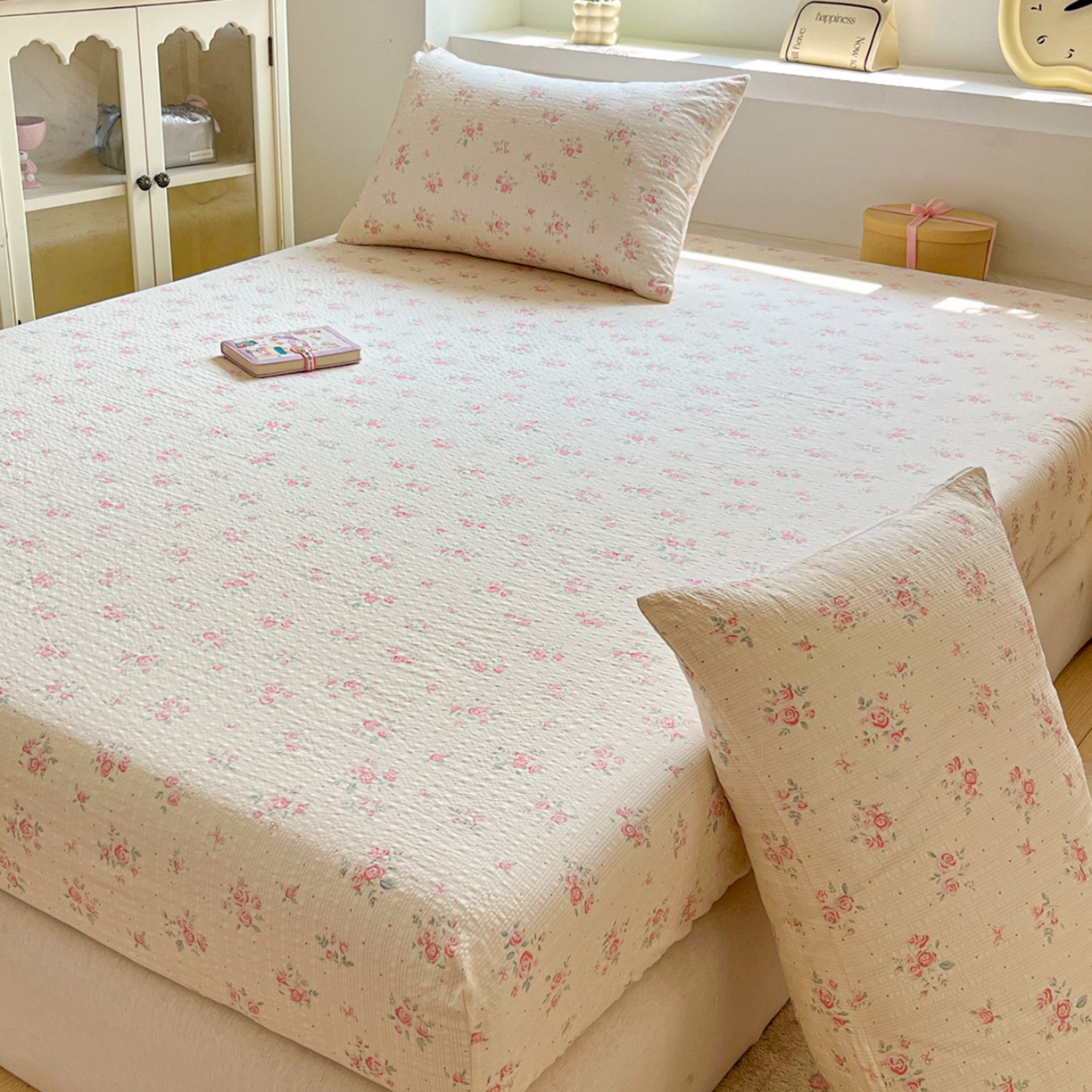 91家纺网 家纺一手货源 找家纺 蓝极人 2026新款泡泡纱印花床笠 CL月光