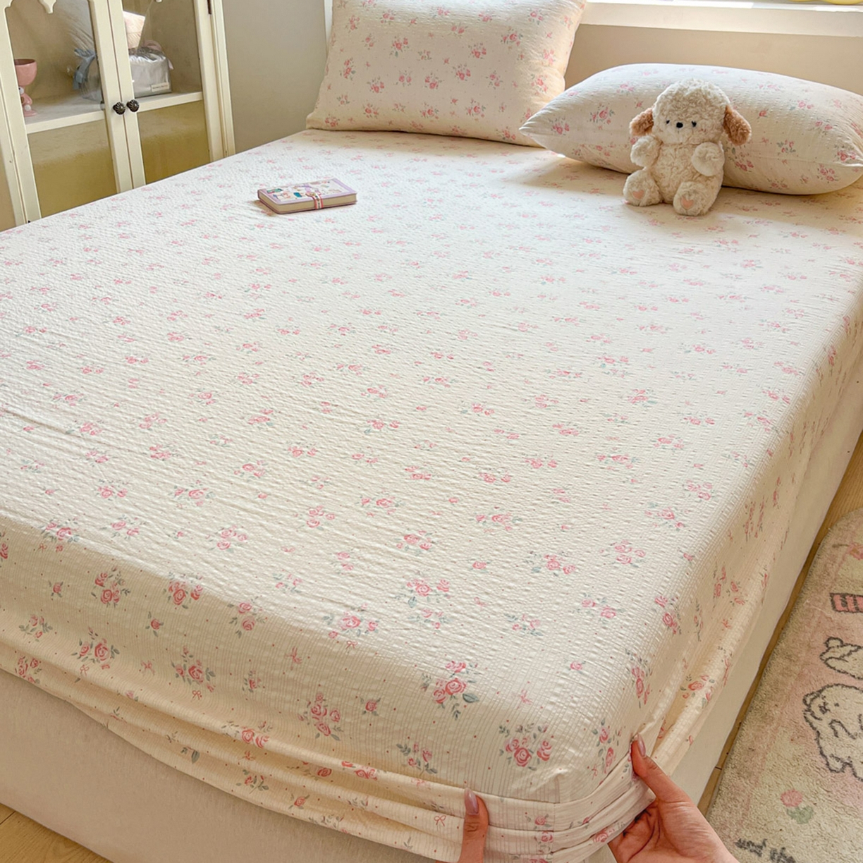 91家纺网 家纺一手货源 找家纺 蓝极人 2026新款泡泡纱印花床笠 CL月光