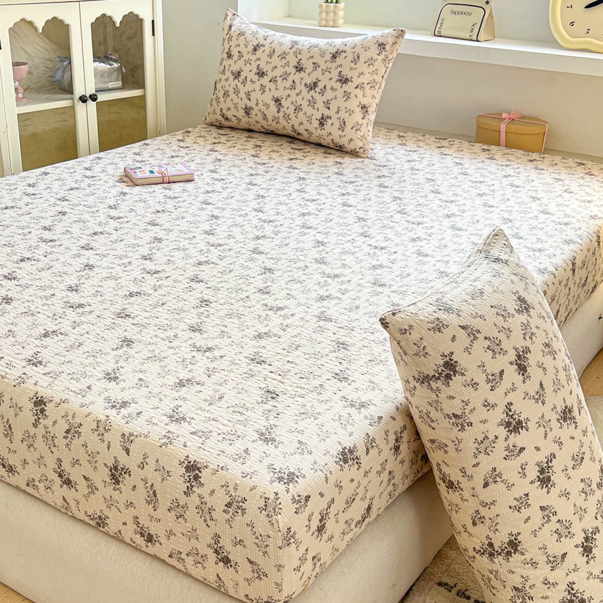 91家纺网 家纺一手货源 找家纺 蓝极人 2026新款泡泡纱印花床笠 CL初柠